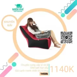 Ghế lười hạt xốp hình sofa cao cấp GL076 phối đỏ - đen