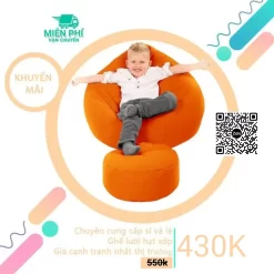 Trọn bộ Ghế lười hạt xốp hình giọt nước màu da cam GLN050