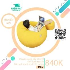 Gối lười đa năng TPHCM - Trọn bộ Gối lười hạt xốp hình giọt nước màu Vàng tươi tắn GL108