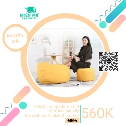 Gối lười màu vàng - Mẫu hạt xốp giọt nước màu vàng tươi GLN025