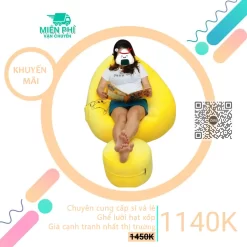 Trọn bộ gối lười đa năng - Mẫu hạt xốp hình giọt nước màu vàng tươi tắn GLN108