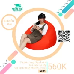 Gối lười giọt nước giá rẻ TP.HCM - Gối lười hạt xốp hình giọt nước màu cam GLN657