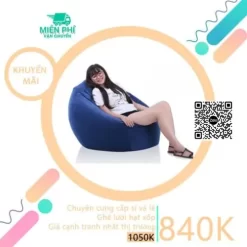 Gối lười giọt nước nhung lạnh giá rẻ - Gối lười hạt xốp giọt nước màu xanh lam GL045