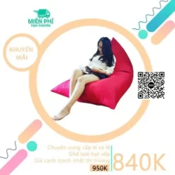 Gối lười thư giản giá rẻ TPHCM - Gối lười hạt xốp kim tự tháp màu đỏ GLK17