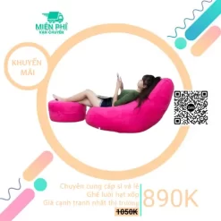 Gối lười quả lê TPHCM giá rẻ - Ghế lười quả lê màu hồng sen GLL01