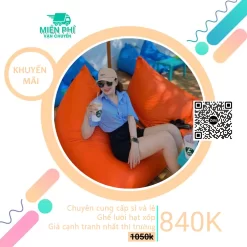 Ghế lười hạt xốp Kim Tự Tháp thông minh cao cấp màu cam GL061