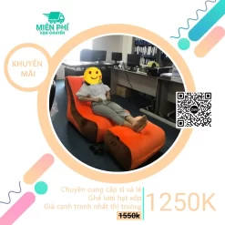 Ghế lười hạt xốp cao cấp hình sofa phối màu Cam - Nâu GLSF01